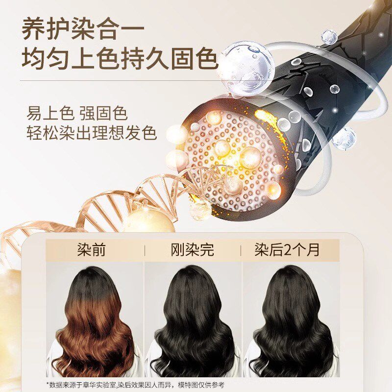 章华生态焗油染发剂纯黑色植物自己在家染发膏遮盖白发2025流行色
