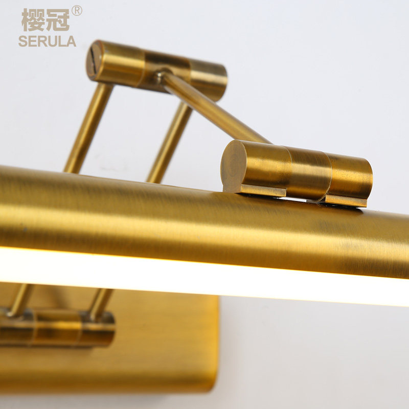 LED镜柜灯 可免打孔三色调光伸缩折叠卫生间镜前灯美式浴室壁灯饰