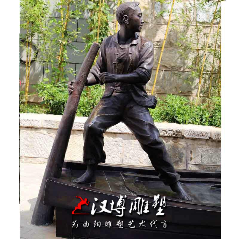 玻璃钢仿铜人物雕塑渔业文化卖鱼商贩渔夫雕像海边鱼店铜雕定制