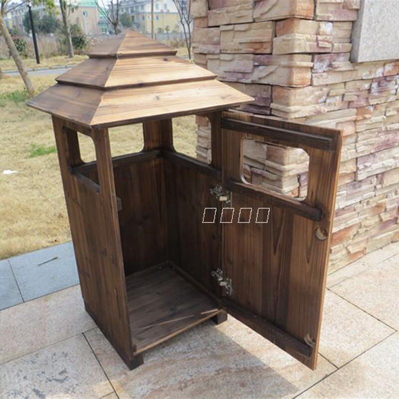 防腐木户外垃圾桶实木别墅景区酒店创意果皮箱垃圾分类箱花园家具