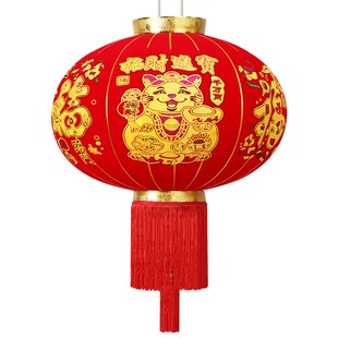 新年招财猫大红灯笼挂饰喜庆户外阳台防水春节装饰用品中国风宫灯