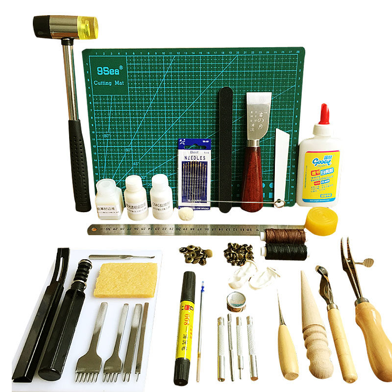 皮革DIY手工皮具手缝套装皮革基础工具 亲手做包包打孔菱斩蜡线