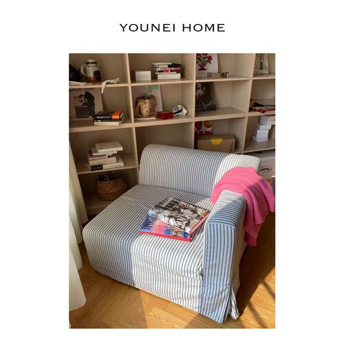 由内艺术家居YOUNEIHOME圣诞红条纹可换沙发套法式小户型沙发定制