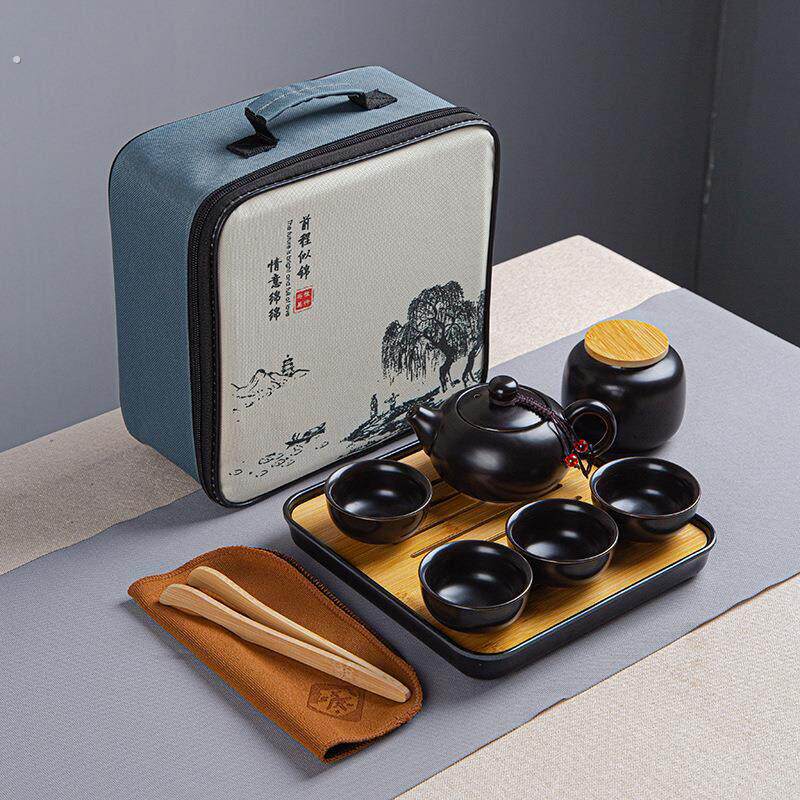 旅行茶具套装定窑功夫陶瓷一壶四杯可印广告礼品茶具
