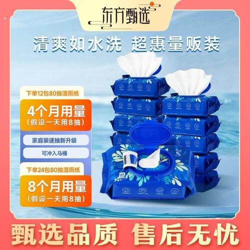 甄选自营 东方甄选湿厕纸一次性 家庭囤货装湿巾