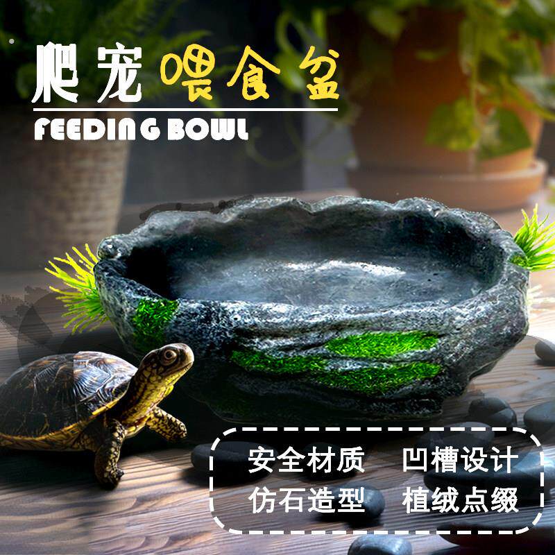 乌龟食盆水盆爬宠黄缘龟蜥蜴睫角守宫寄居蟹树蛙蛇喂食造景装饰盆