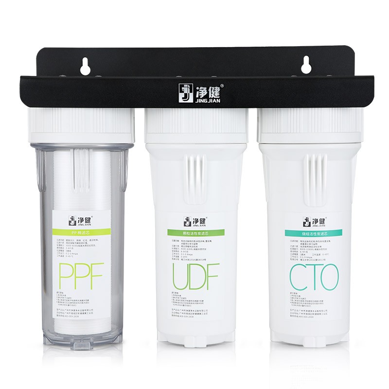 净健家用厨房净水器三级透明前置净水器三胞胎自来水过滤 直饮水