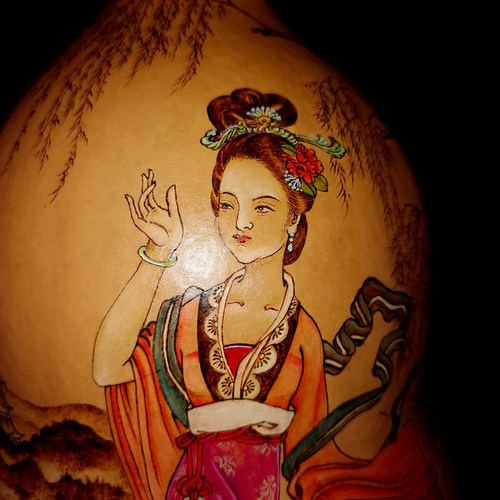 坐忘堂 天然葫芦手工 西湖 非遗烙画转印 客厅电视柜玄关装饰摆饰