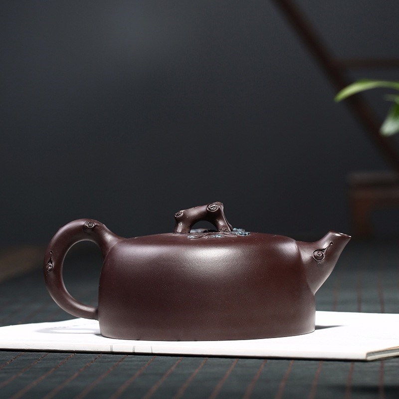 精品中式紫砂壶纯全手工梅花井栏紫泥420cc大容量茶壶国工常月红