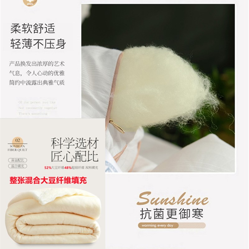 出口级秋冬保暖大豆纤维被 加厚10斤棉被宿舍适用 四季通用化纤被图片
