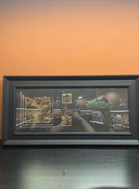 中古风侘寂风床头柜装饰画摆设样板间售楼处玄关台柜体挂画背景墙