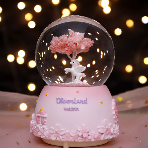 圣诞老人圣诞雪人水晶球八音盒旋转音乐盒儿童女孩生日圣诞节礼物