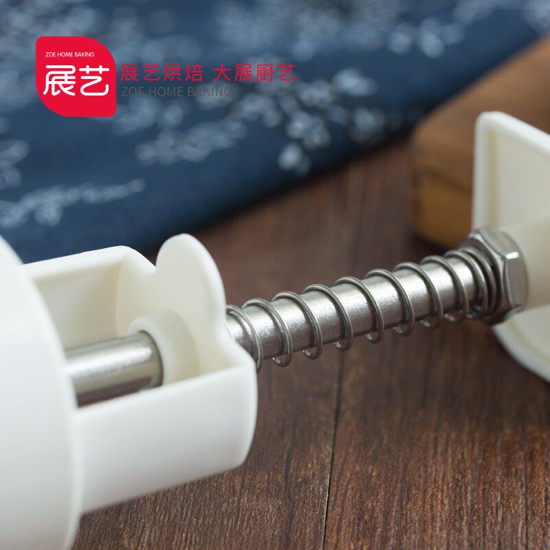 展艺冰皮月饼模具 圆形绿豆糕卡通家用手压式50g100g套餐烘焙工具