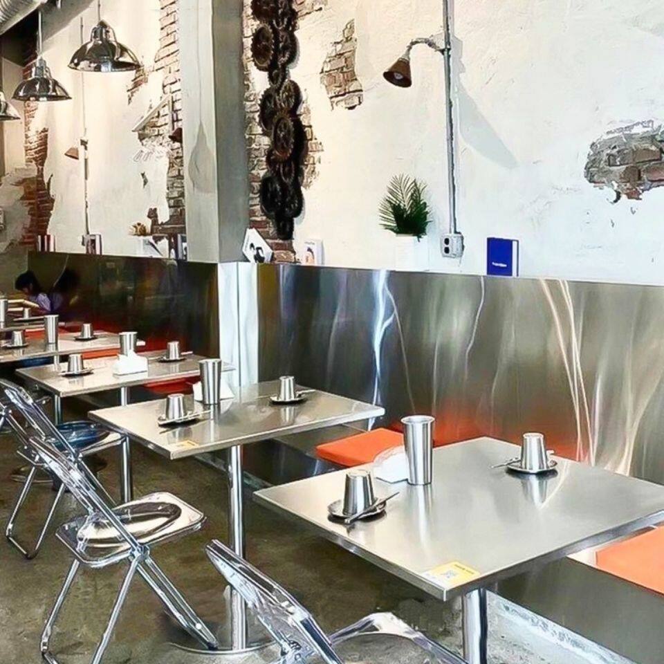 不锈钢方桌家用餐桌户外阳台洽谈桌子咖啡厅桌椅