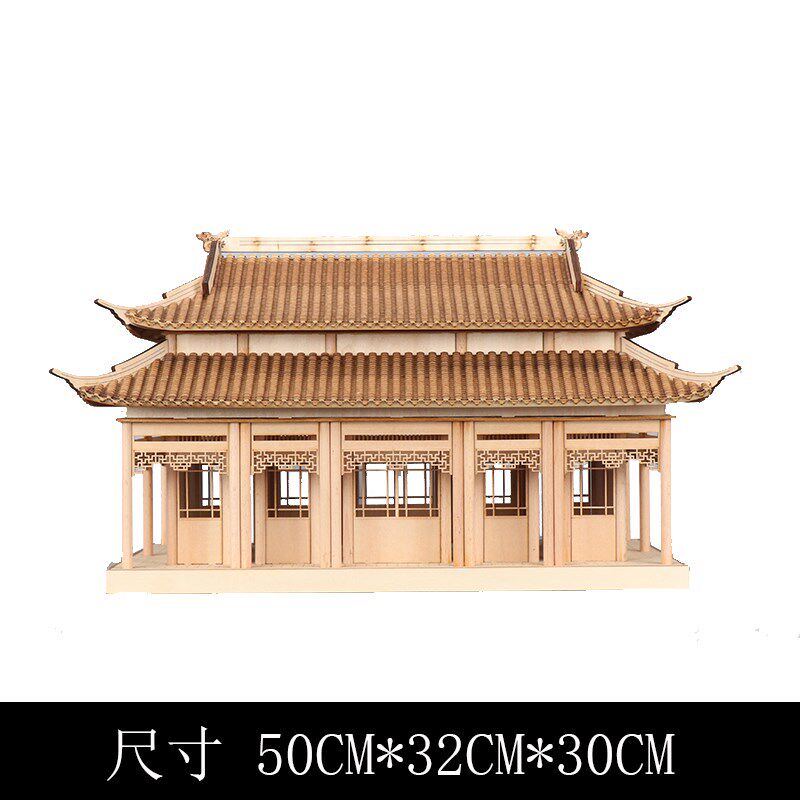 新中式禅意古建筑模型中国风玄关柜茶桌茶桌凉亭样板间售楼部摆件