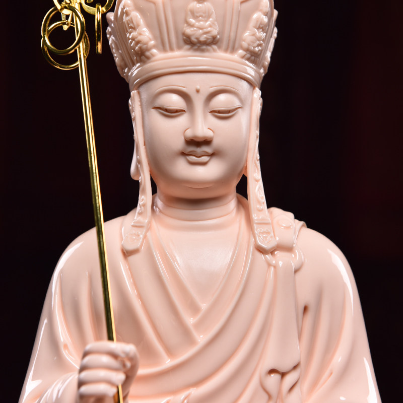 戴玉堂陶瓷地藏王佛像 家用客厅供奉摆件 中式艺术风格地藏菩萨像
