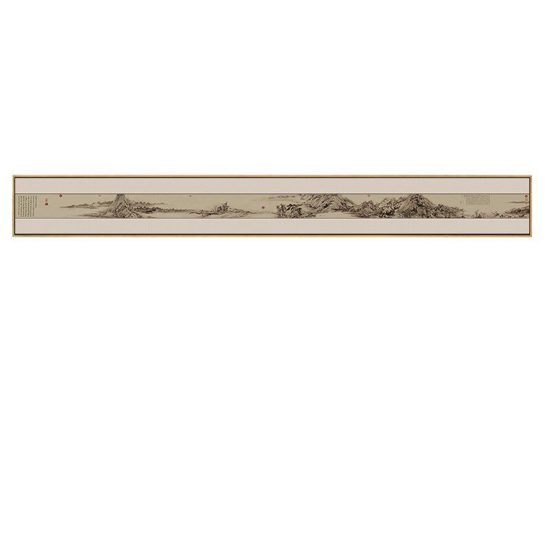 富春山居图全卷客厅沙发背景墙装饰画山水名画窄长条茶室酒店挂画