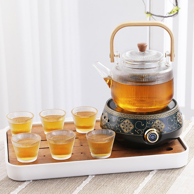电加热玻璃滤芯花茶壶煮茶器蜡烛底座轻奢下午茶茶具水果茶壶套装