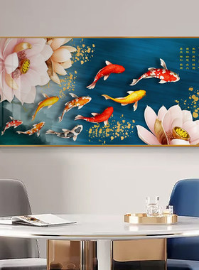九鱼图电表箱装饰画年年有余客厅餐厅配电箱开关遮挡盒多媒体壁画
