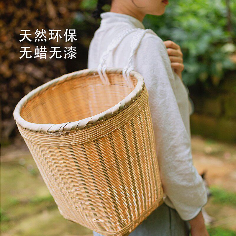 农村手工竹编背篼背篓竹背筐夹背儿童成人家用收纳筐摄影表演道具