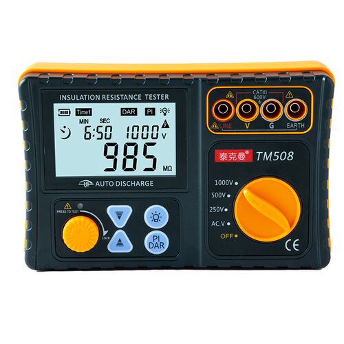 泰克曼TM508 高精度绝缘电阻测试仪 1000V兆欧表 500V电子摇表