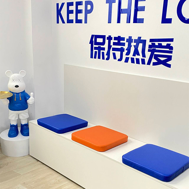 定做奶茶店甜品咖啡店餐厅卡座靠背软包坐垫海绵皮革方形座垫防水