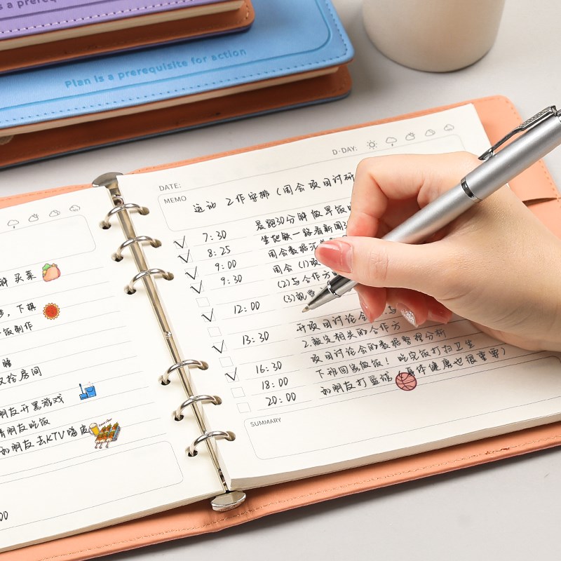 每日计划本方形活页本可拆卸笔记本高颜值2024新款本子简约学生暑