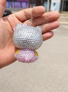 创意KT汽车钥匙扣KT挂件KT挂链女卡通粘钻包包挂件小礼品DIY贴钻