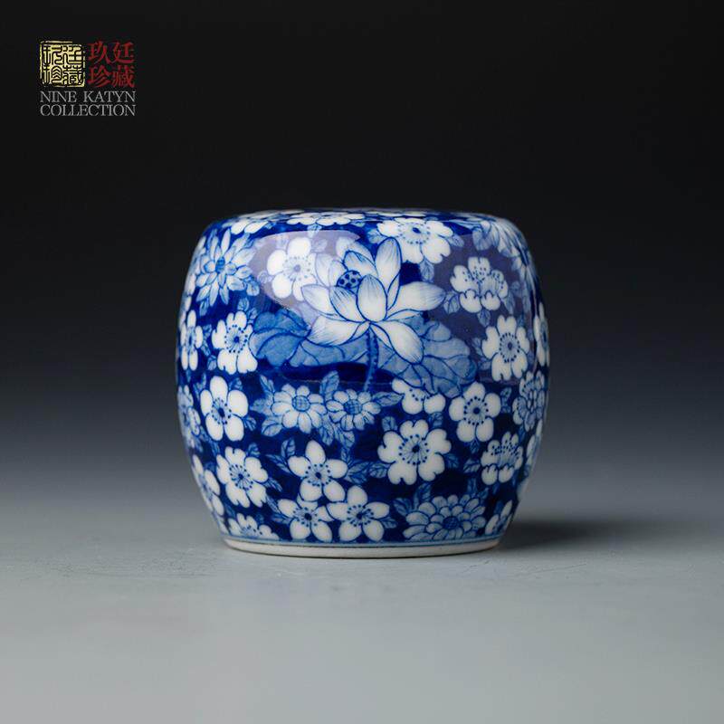 景德镇纯手工青花瓷盖碗盖子托高档功夫茶具摆件陶瓷盖置实心盖墩