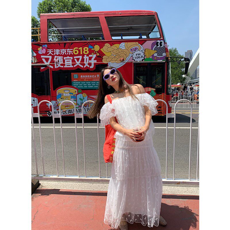 落落狷介 小众不撞款套装白色网纱套装裙小个子两件套半身裙+上衣