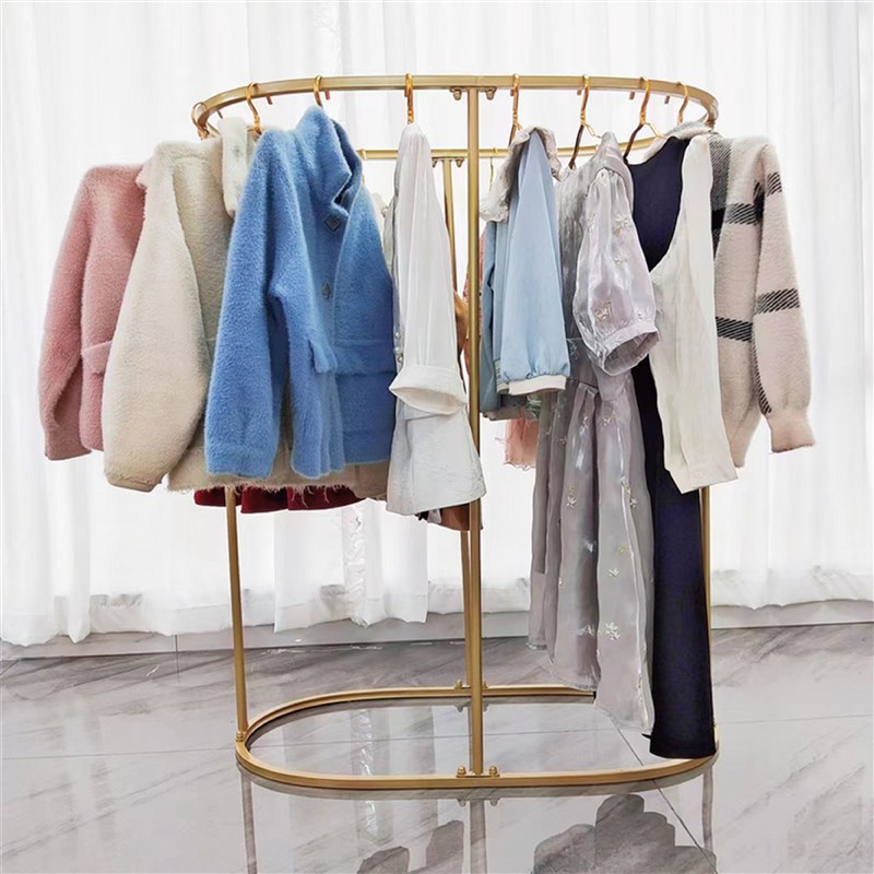 服装店展示架落地式童装装饰货架椭圆形女装挂衣服架子中岛龙门架