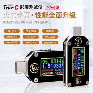 睿登TC66快充充电头数据线usb测试仪PD协议检测仪诱骗TypeC电流表