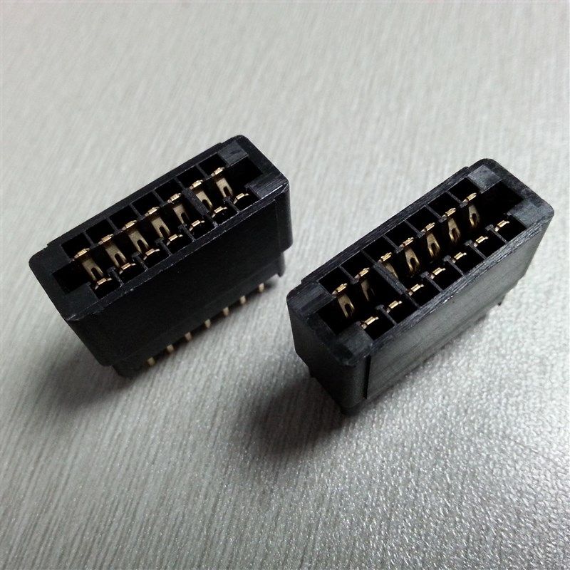 2.54mm间距总线插座  2*7PIN直插针座 无耳 PCB金手指插槽带档