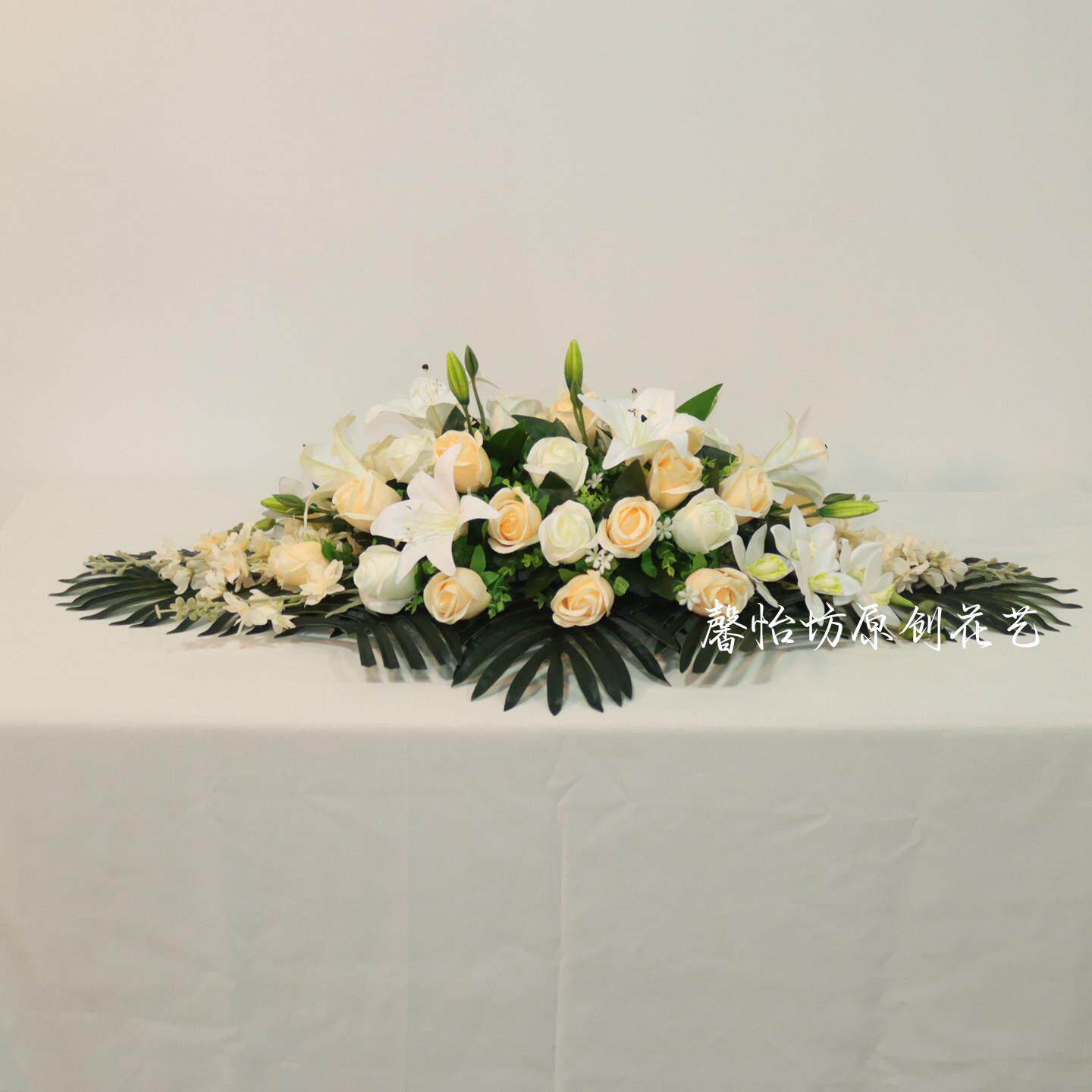 会长桌摆花花假花商务桌礼仪台花会议室花演讲台花迎议区装一束宾