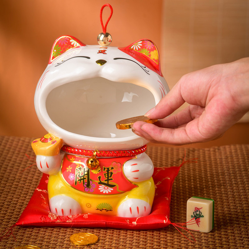 创意大招财猫钥匙摆放台收纳摆件前台玄关装饰品门厅门口开业礼品