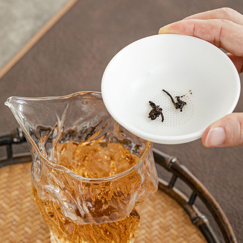 钰铨龙门 德化羊脂玉白瓷过滤茶漏组茶水分离器网纱功夫茶道配件