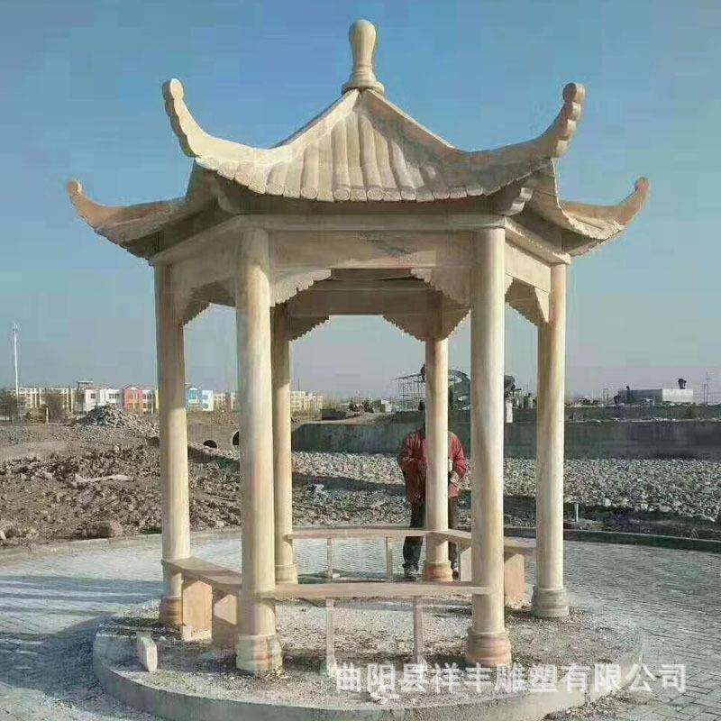 厂家汉白玉石雕凉亭罗马柱石亭子欧式凉亭户外庭院六角亭