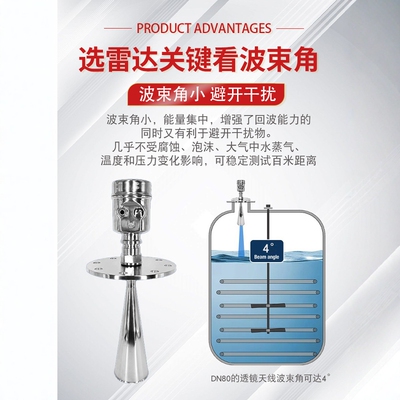 雷达液位计物位计80G导波高频水位料位计防腐防爆蒸汽油智能调频