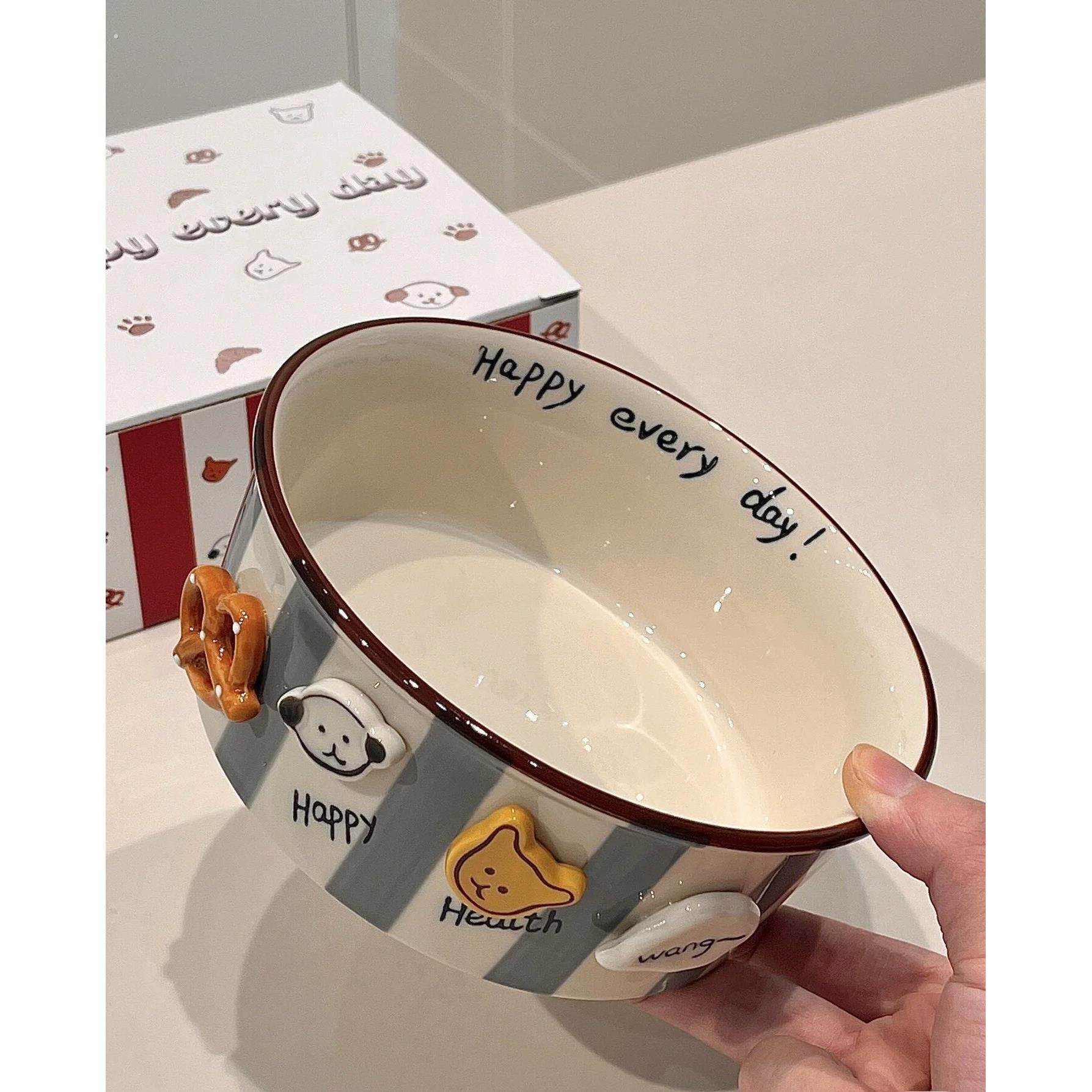 陶瓷宠物碗狗碗慢食狗盆水碗防打翻大型犬吃饭专用狗碗喝水大口径