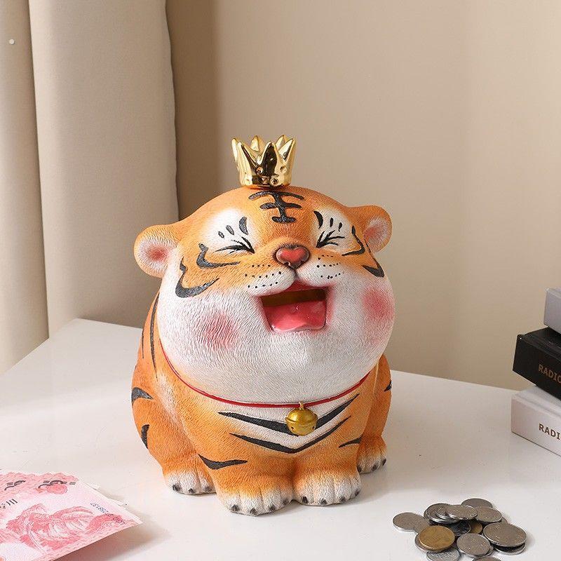 网红生肖老虎摆件大容量存钱罐祇进不出礼物吉祥物创意工艺装饰品