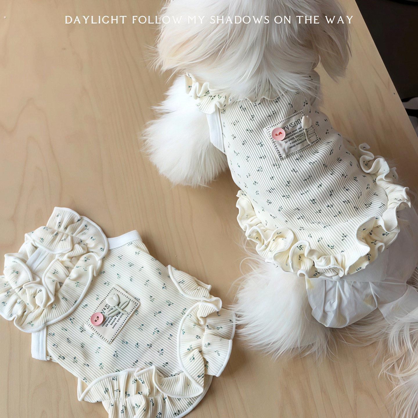 狗狗衣服背心夏薄款防掉毛小中型犬宠物服装冰丝木耳边洋装春