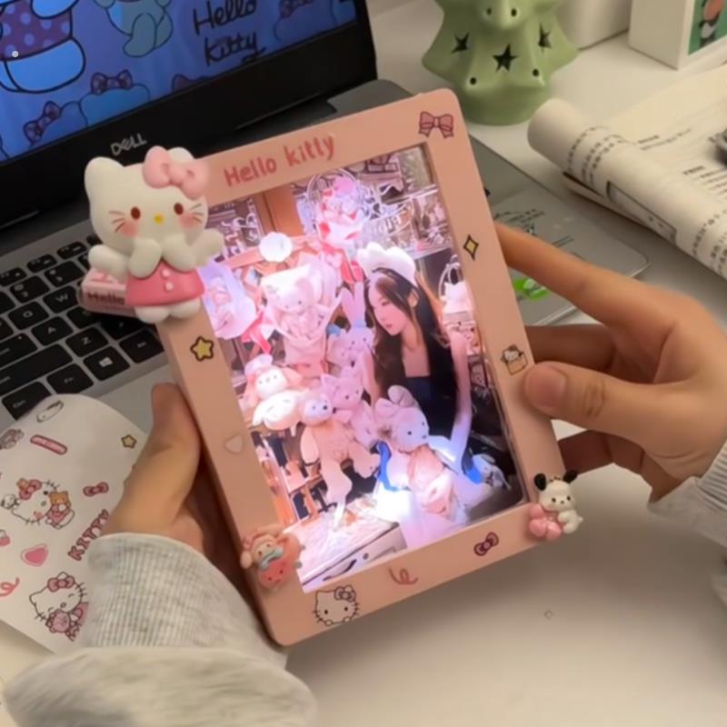 可爱小猫相框灯光画可录定制桌面摆件装饰画情人节礼物送女朋友