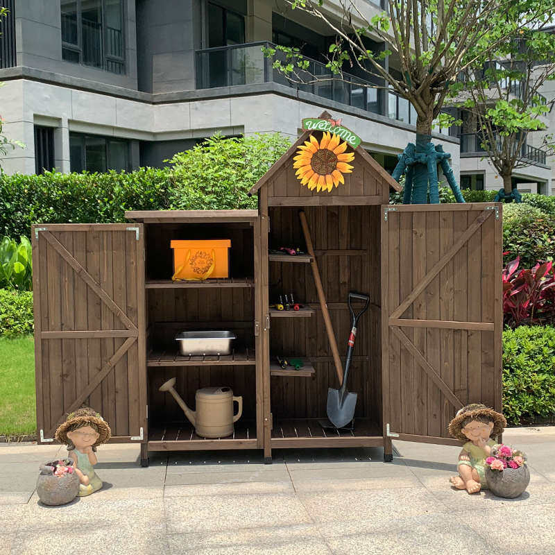 户外储藏柜阳台花园庭院防腐木物工具房柜子箱田园收纳杂物置室外