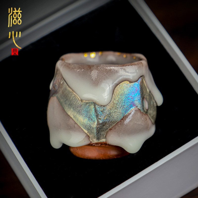 陶瓷志野烧主人杯复古高端单个柴烧粗陶品茗杯品茶杯高端诧寂