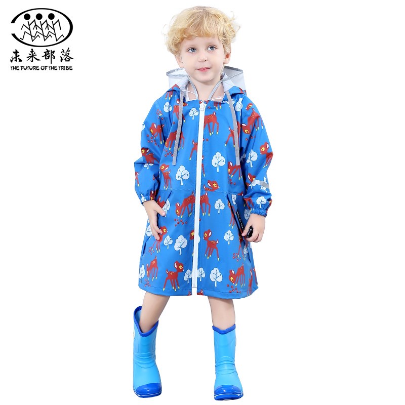 未来部落儿童雨衣男童女童幼儿园小学生雨披带书包位宝宝雨衣套装
