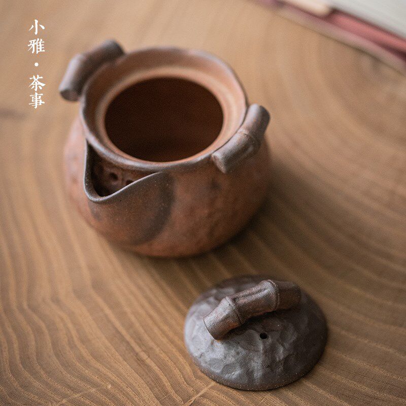 粗陶手抓壶 清水烧宝瓶复古柴窑茶壶清心水茶具窑变小品壶泡茶器