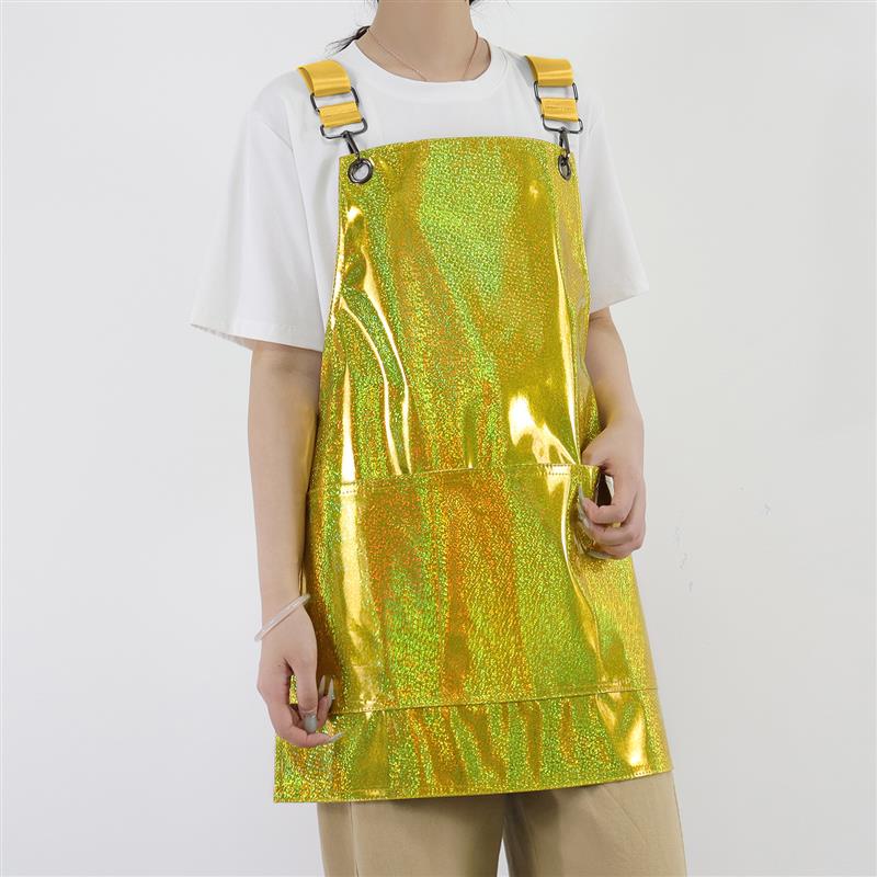 时尚洋气PU围裙防水防油理发店染发男女时尚美甲化妆师工作服定制