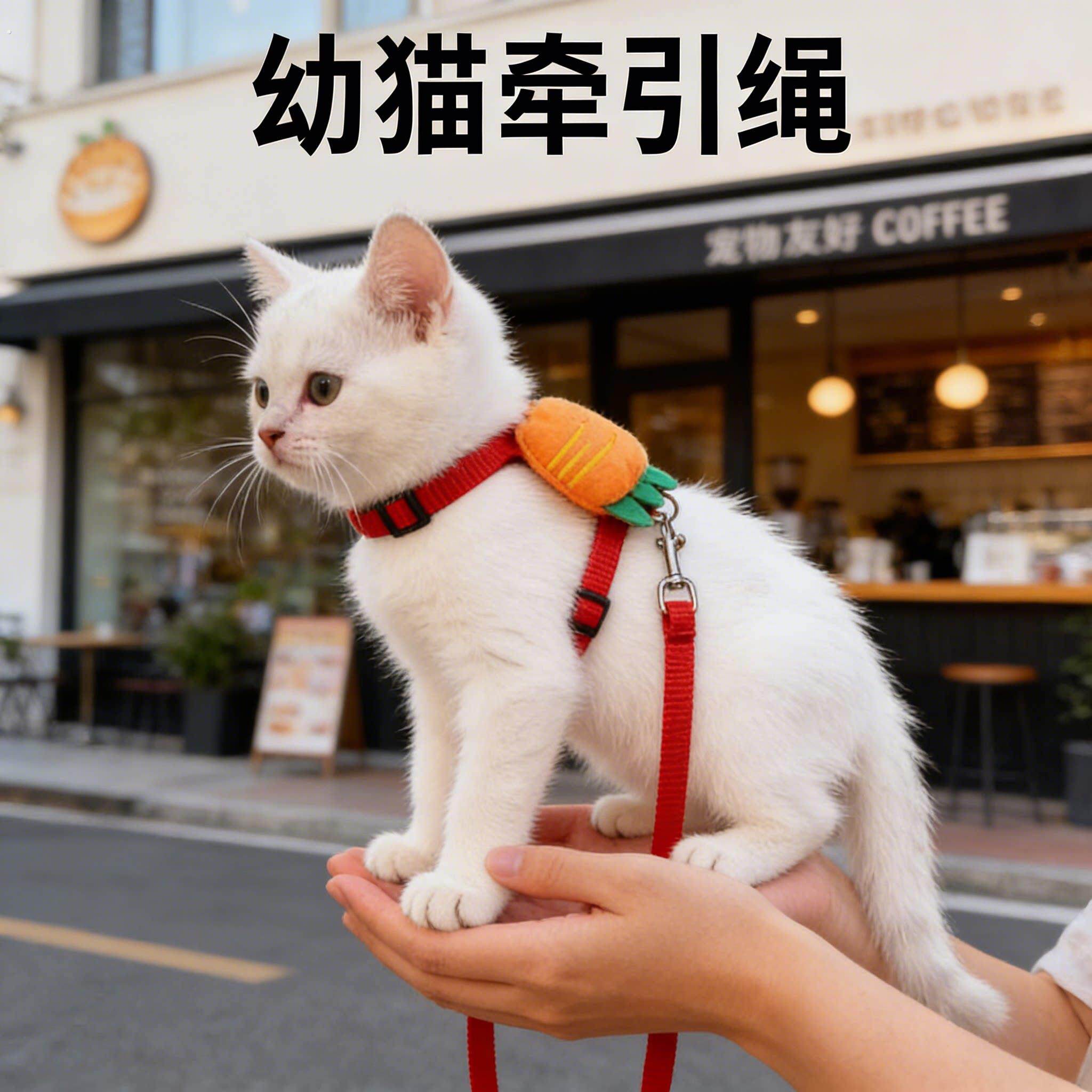 幼猫牵引绳超小号防挣脱外出专用小猫咪工字型绳子出门可调节宠物