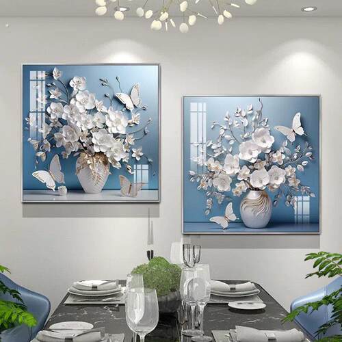 简约小清新餐厅装饰画新款饭厅背景墙组合挂画现代轻奢抽象艺术画