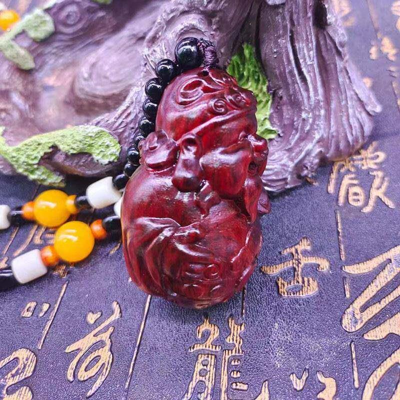 紫檀木质爷吊坠爷木质手把件进宝汽车挂件件吊坠